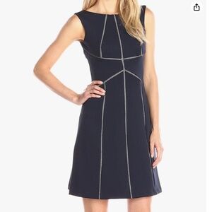 NEW Calvin Klein Women's Sleeveless Fit-and-Flare Dress Navy  6